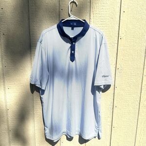 Stitch Performance Polo Golf Shirt Men's XL White Blue Stretchy Comfortable